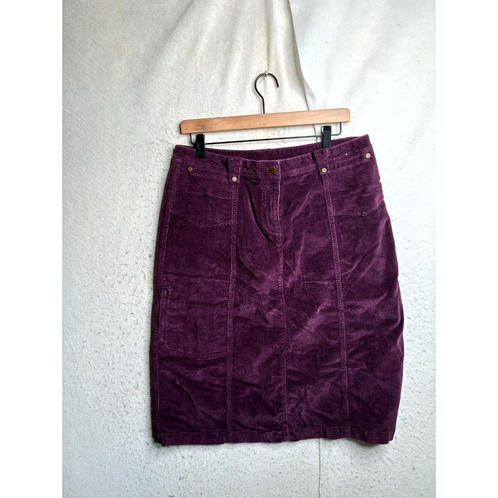 Woolrich Midi A Line Skirt Womens Plum Corduroy Cotton Travel Utility Purple 32